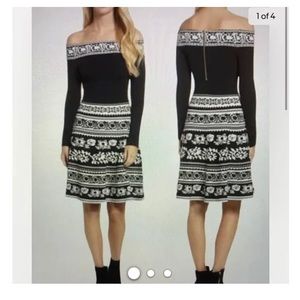 Eliza j off shoulders dress, black and white, zize large